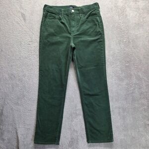 J Crew Jeans Womens 29 Green Straight Mid Rise Stretch Corduroy Preppy